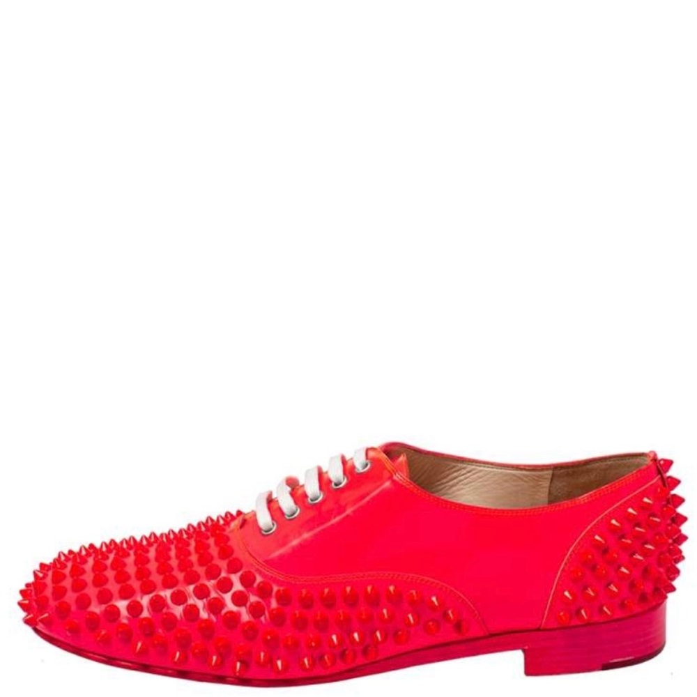 Christian Louboutin Freddy Studded Rose Pink Patent Oxford Flats Size 40